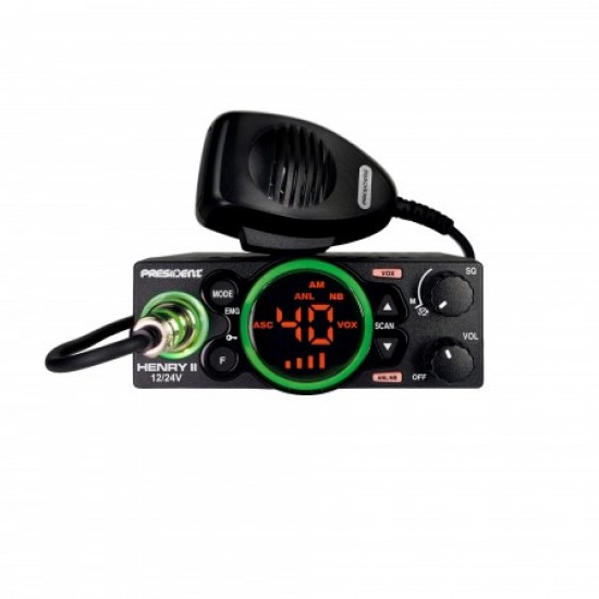 President HENRY II 12/24v ASC Multi-Standarta mobilā CB radiostacija AM/FM TXPR166