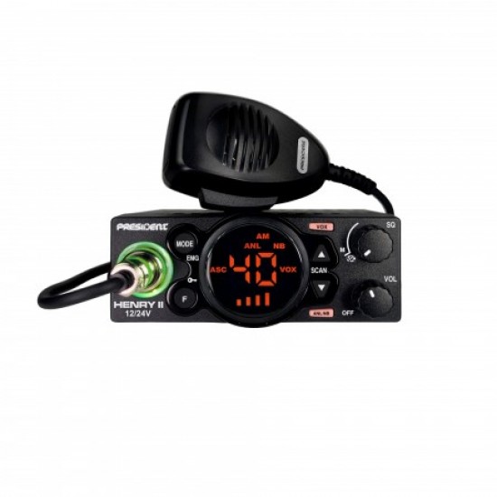President HENRY II 12/24v ASC Multi-Standarta mobilā CB radiostacija AM/FM TXPR166