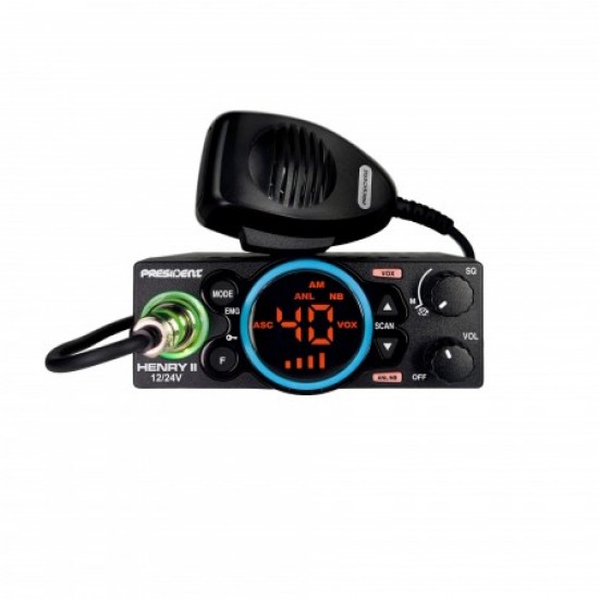 President HENRY II 12/24v ASC Multi-Standarta mobilā CB radiostacija AM/FM TXPR166