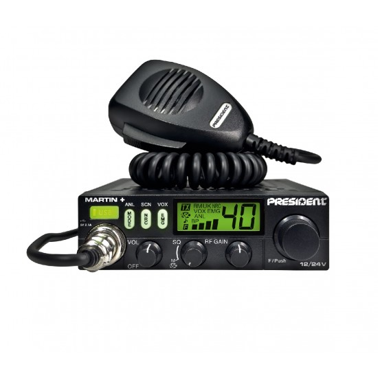 President MARTIN+ 12/24V AM/FM Multi-Standarta mobilā CB radiostacija AM/FM TXPR318