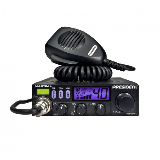 President MARTIN+ 12/24V AM/FM Multi-Standarta mobilā CB radiostacija AM/FM TXPR318