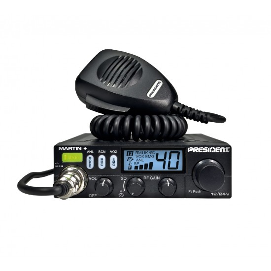 President MARTIN+ 12/24V AM/FM Multi-Standarta mobilā CB radiostacija AM/FM TXPR318