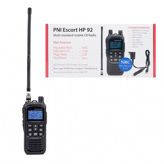PNI Escort HP 92 Multi-Standarta 12/24V portatīvā CB radiostacija AM/FM PNI Escort HP 92 Multi-Standarta 12/24V portatīvā CB radiostacija AM/FM