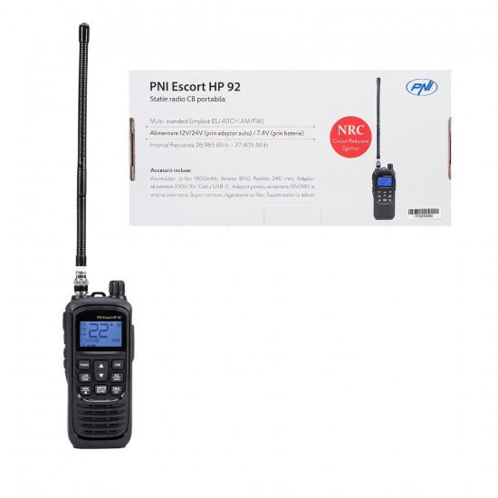 PNI Escort HP 92 Multi-Standarta 12/24V portatīvā CB radiostacija AM/FM PNI Escort HP 92 Multi-Standarta 12/24V portatīvā CB radiostacija AM/FM