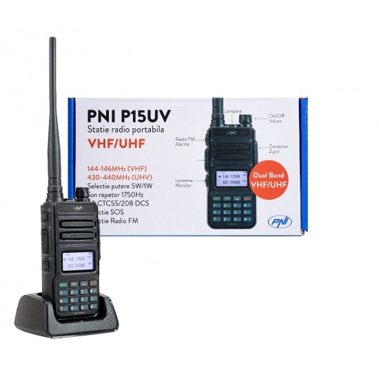 PNI-P15UV Divdiapazonu FM Transīvers VHF/UHF 5W