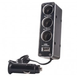 Forever CSS-03 Cigarette Car Lighter Splitter auto 12V / 24V auto ligzdas sadalītājs,  3 izejas, 1xUSB,  GSM001530