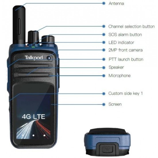 Talkpod N59 PoC rācija, 4G LTE/WiFi, GPS, IP66 Talkpod N59 PoC rācija, 4G LTE/WiFi, GPS, IP66